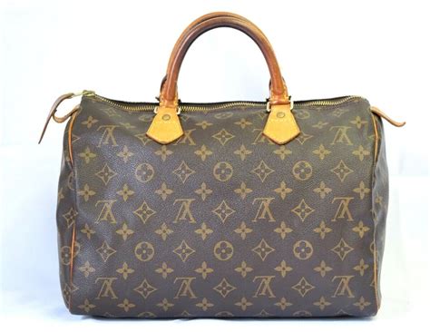 Used Louis Vuitton Speedy Brown Handbag Mini Boston Padlock Leather