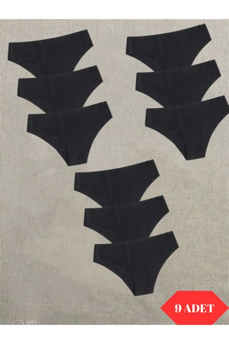 Adeniz Kad N Siyah Ten Paket Diki Siz Lazer Kesim Iz Yapmaz Likral Bikini Slip K Lot Fiyat