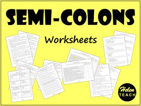 Six Semi Colon Worksheets Teaching Resources