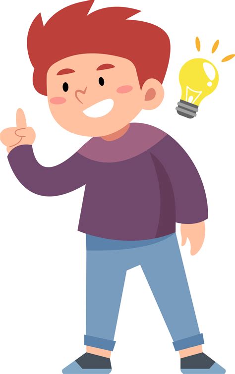 Cartoon Boy Thinking In Class