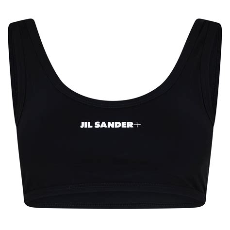 Jil Sander Logo Print Bikini Top Women Black Flannels