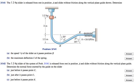 Solved The 1.2-kg slider is released from rest in position A | Chegg.com