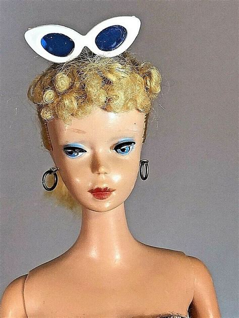 Vintage Ponytail Barbie Blonde Hair Swimsuit Hoops Stand Heels Sunglasses Mattel Dolls