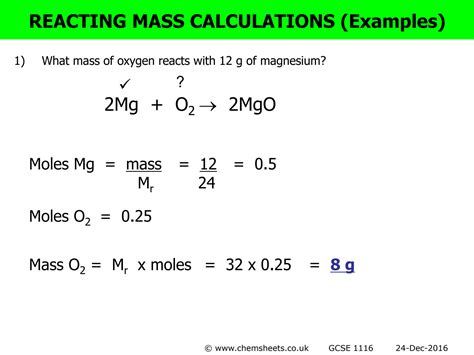 Solution Chemsheets Gcse Reacting Mass Calculations Studypool