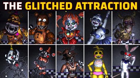 The Glitched Attraction Extras Mode All Animatronics Youtube