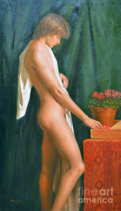 Original Oil Painting Male Nude Boy Man On Canvas 16 2 5 16 Painting By Hongtao Huang Fine Art