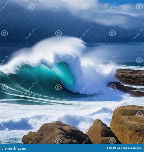 Wave Crashing Into Big Rock Stock Photo Image Of Creativity Wave