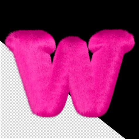 Premium Psd Pink Fur Symbol Letter W