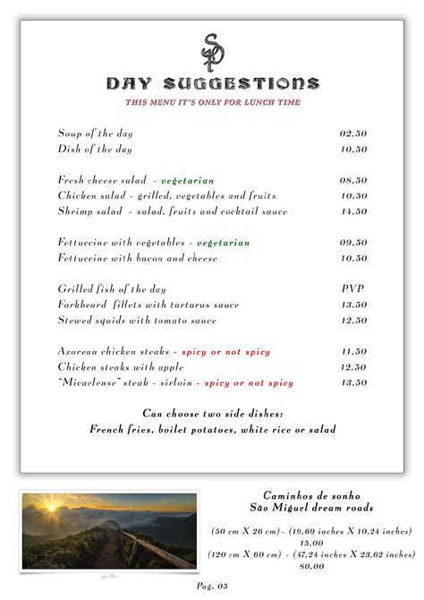 Menu at São Pedro restaurant Ponta Delgada