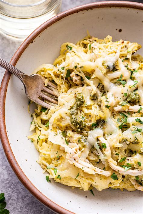 Cheesy Pesto Chicken Spaghetti Squash Recipe Runner