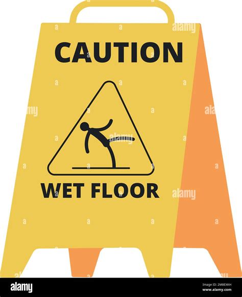 Wet Floor Sign Yellow Caution Icon Slippery Warning Isolated On White