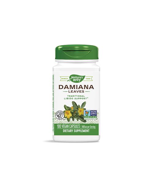 Damiana Leaves/ Дамиана (лист) 400 mg х 100 капсули Nature’s Way ...