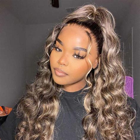 Honey Blonde Loose Deep Wave Lace Wig Highlight X X HD Lace Frontal Wig Tinashe Hair