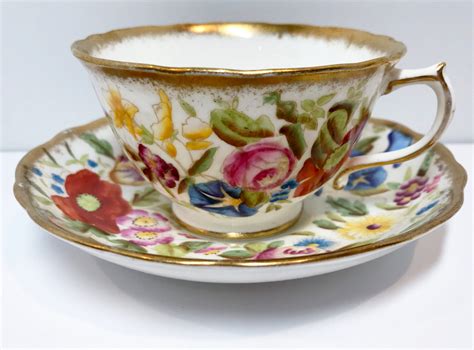 Romantic Hammersley Tea Cup And Saucer English Teacups Hand Painted