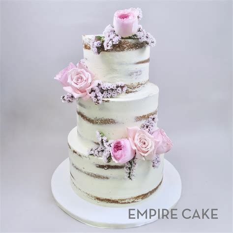 Naked Cake With Pink Roses Empire Cake
