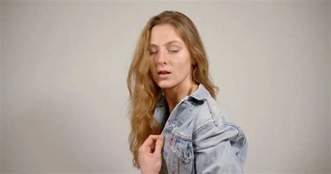 A Beautiful Blonde In A Denim Jacket And Stock Video Pond5