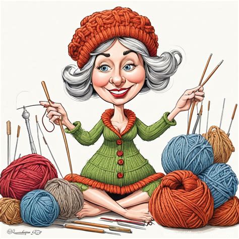 Cartoon Lady Preparing To Knit Stable Diffusion Online