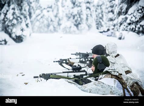 Participants Of The Swedish Basic Winter Warfare Course Shoot Their