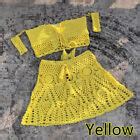 Women Crochet Sexy Bikini Set Boho Swimsuit Vest Short Skirt Hollow Sunbathing Ebay