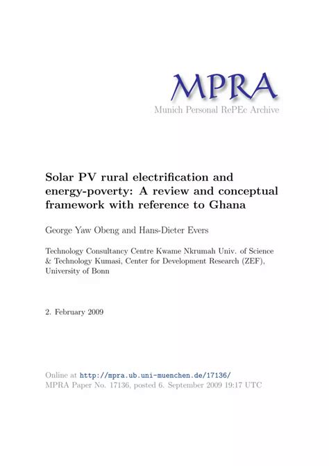 PDF Solar PV Rural Electrification And Energy Poverty Assessment In