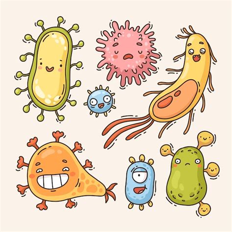 Free Vector Hand Drawn Germs Cartoon Illustration