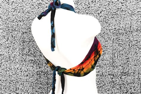 Tie Dye Knotted Lattice Boho Yoga Halter Neck Bikini Top Etsy