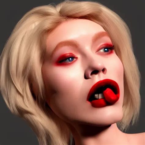 A D Render Of A Lusty Blonde Woman With Lucious Red Stable Diffusion Openart