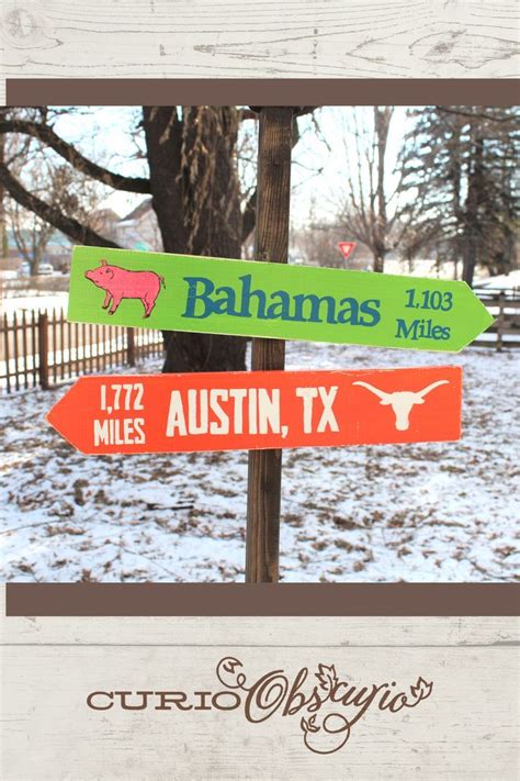 Custom Outdoor Directional Mileage Signs Hand Painted Distressed