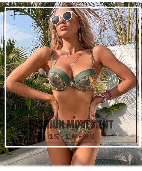 European And American Bikini Swimwear Women S Sexy Gathering Gold