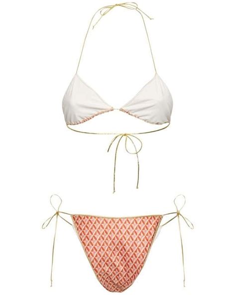 Reina Olga Sam Printed Triangle Bikini In Pink Lyst