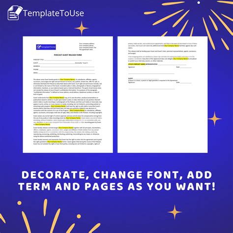 Podcast Guest Release Form Podcast Guest Agreement Contract Etsy