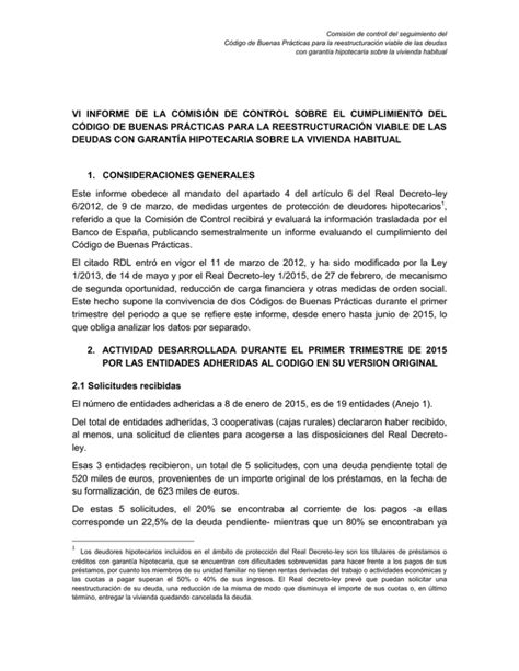 Vi Informe Comisi N Control Del C Digo De Buenas Pr Cticas