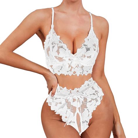 GWAABD Bridal Lingerie Women Lace Hollow Open File Big Three Point Two