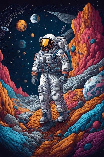 Premium AI Image | Colourful illustration of a astronauts Explore the ...