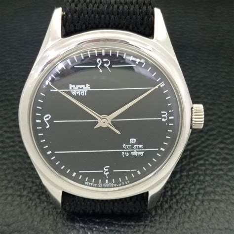 authentic hmt janata hand winding mens black dial