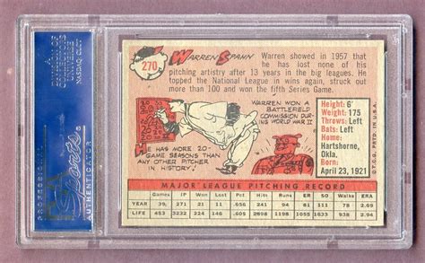 Topps Warren Spahn Braves Psa Ex Mt Kycards Ebay