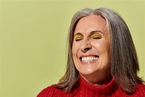 A Cheerful Mature Woman With Grey Stock Image Image Of Elegance Casual 343696927