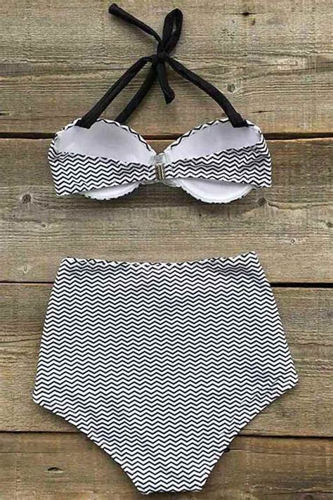 Swim In Stripe High Waisted Bikini Set