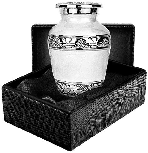 Trupoint Memorials Mini Cremation Brass Funeral Silver Linings White