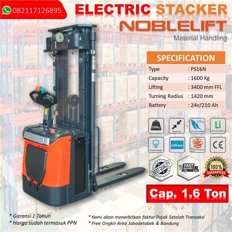 Jual Stacker Electric Noblelift Ton Lift Meter Bandung Oleh Pt