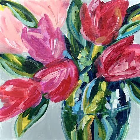 How To Paint Tulips With Acrylic Paint On Canvas Step By Step Flower