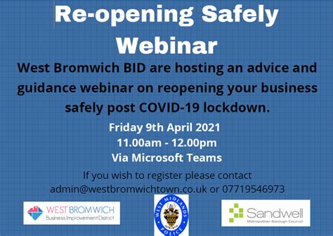 Re Opening Safely Webinar West Bromwich Business Improvement District