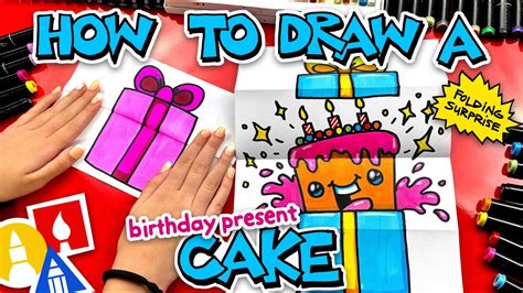 How To Draw A Birthday Present Cake Folding Surprise - YouTube