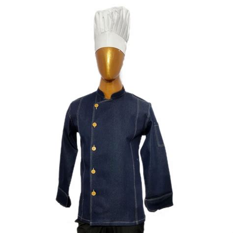 Cotton Unisex Denim Blue Chef Coat With White Cap At Rs 710set In New