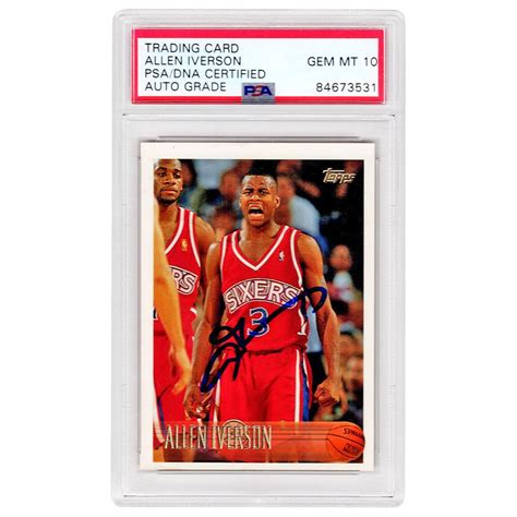 Allen Iverson Signed Topps Rc Psa Autograph Graded