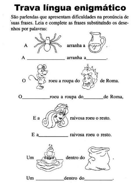 Atividades Trava Línguas Educação Infantil - Trava linguas atividades | Trava lingua infantil, Trava línguas ...
