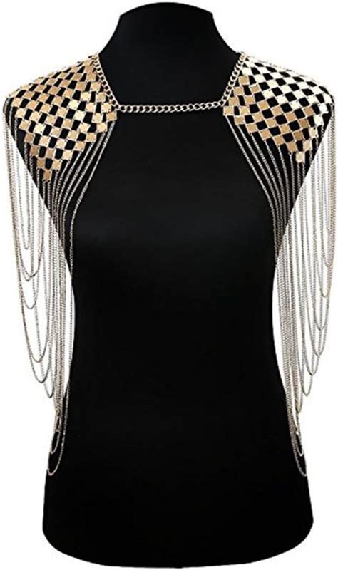 Amazon Oulii Body Jewelry Chain Women Girls Beach Bikini Tassel Shoulder Chain Gold