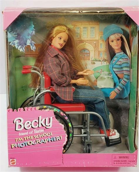 New 1998 Becky Friend Of Barbie Photographer In Wheelchair Mattel