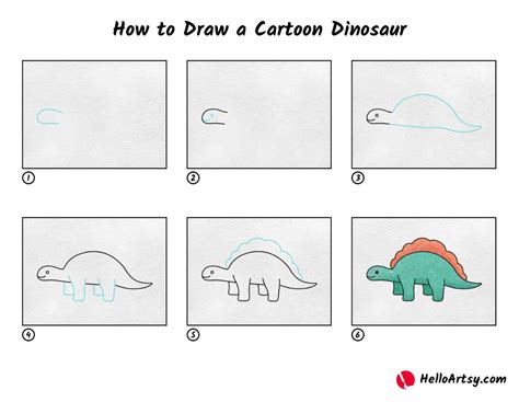 how to draw a dinosaur cartoon