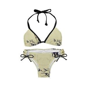 Suojapuku Bikini Da Donna Costume Da Bagno A Due Pezzi Pittura A Inchiostro Vegetale Insiemi Del